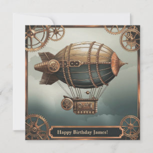 Carte Steampunk Airship Vintage Adventure Design