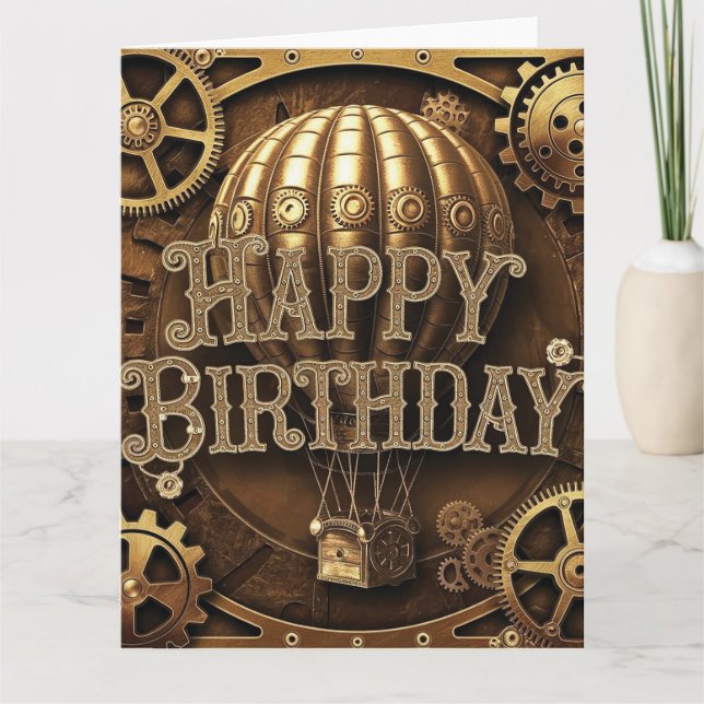 Carte Steampunk Aventure Design d'anniversaire (Devant)