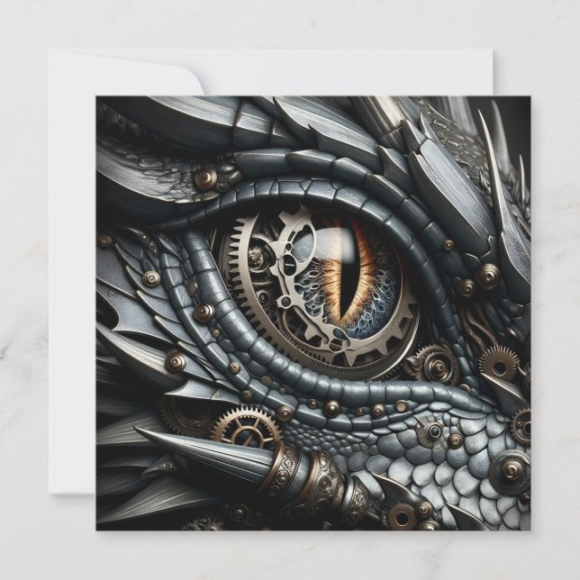 Carte Steampunk Dragon Eye Closeup Ai Art (Devant)