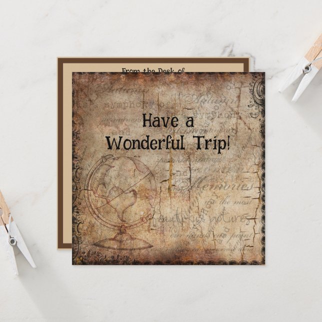 Carte Steampunk Globe Travel Journal Papier (Devant/Arrière en situation)