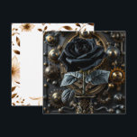 Carte Steampunk Gothique noir Rose blanc<br><div class="desc">Un carte pour notes assez vierge pour écrire vous-même ou quelqu'un d'autre une note sur. Un joli rose noir gothique steampunk et un espace pour écrire un message.</div>