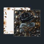 Carte Steampunk Gothique noir Rose blanc<br><div class="desc">Un carte pour notes assez vierge pour écrire vous-même ou quelqu'un d'autre une note sur. Un joli rose noir gothique steampunk et un espace pour écrire un message.</div>