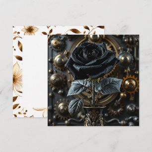 Carte Steampunk Gothique noir Rose blanc