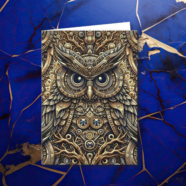 Carte Steampunk Metal Gears and Owl Birthday (Créateur téléchargé)