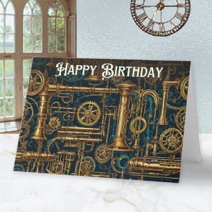 Carte Steampunk Retro Cogs En Métal Gears Bonne Annivers