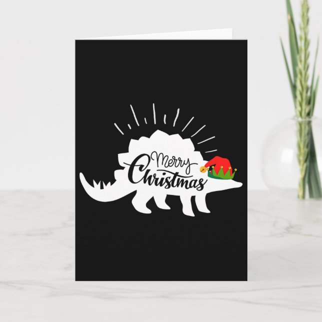 Carte Stégosaure Joyeux Noël Drôle de dinosaure  (Devant)