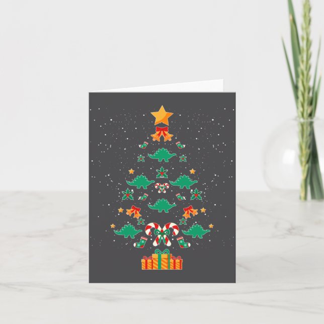 Carte Stegosaurus Dinosaur Christmas Tree Xmas Long Slee (Devant)