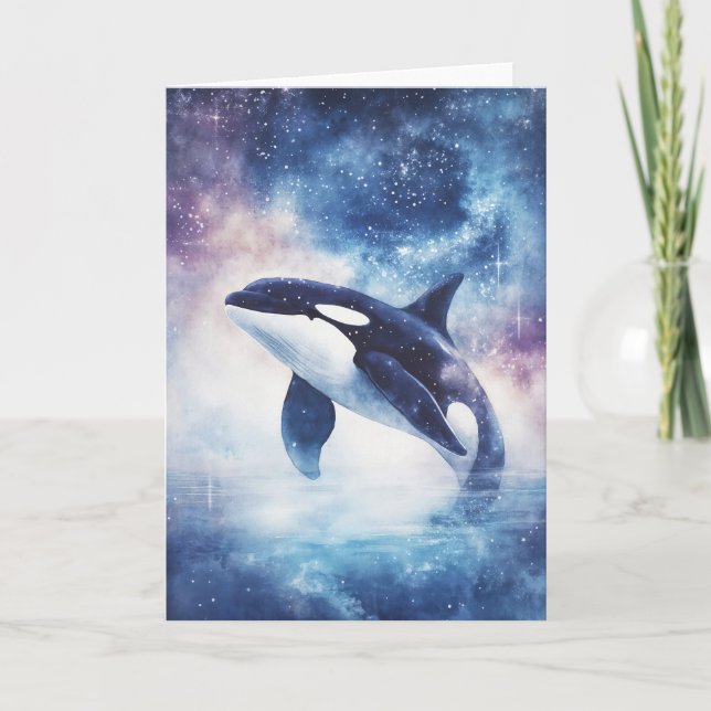 Carte Stellar Orca Gliding dans le ciel nocturne (Devant)