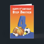 Carte Step Brother 4th Birthday Sports Balls<br><div class="desc">Dans quelques jours seulement,  votre grand frère va fêter son 4ème anniversaire tant attendu. Procurez-vous cette carte plus tôt afin que vous puissiez lui donner cette carte quand viendra son jour de célébration.</div>