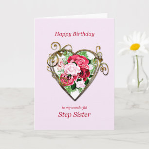 Carte Step Soeur Anniversaire Antique Roses peints