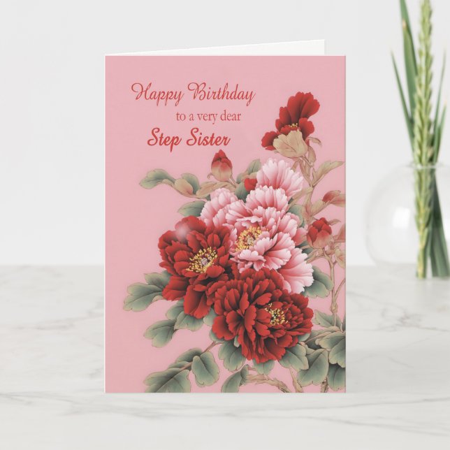 Carte Step Soeur Anniversaire Peonies (Devant)