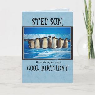 Carte Step Son Birthday, Penguins