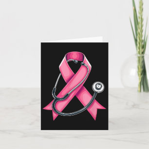 Carte Stéthoscope à ruban rose Cute Nurse Cancer du Sein