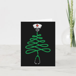 Carte Stethoscope Arbre de Noël Infirmière Scrub de Noël