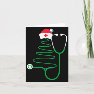 Carte Stethoscope Arbre de Noël Infirmière Scrub de Noël