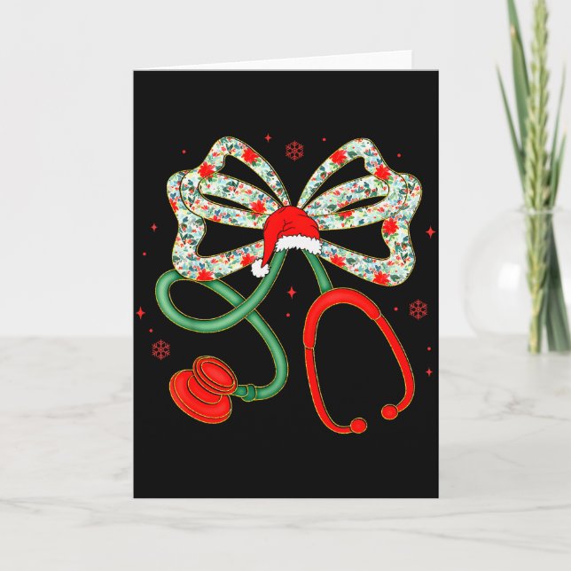 Carte Stethoscope Christmas Nurse Health Worker Santa Xm (Devant)