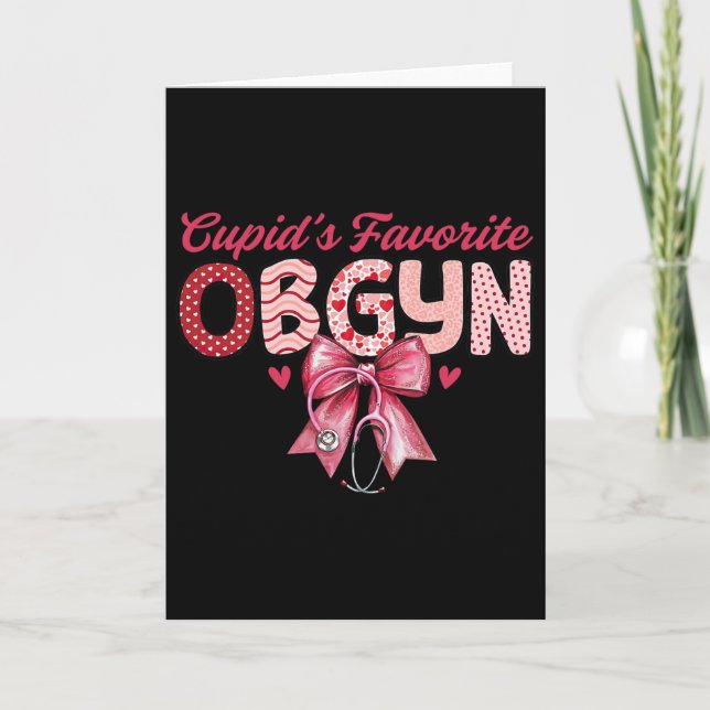 Carte Stéthoscope de coquette d'Ob-gyn favori de Cupidon (Devant)