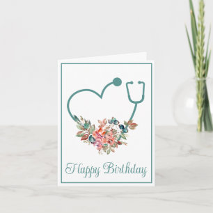 Carte Stethoscope floral Coeur Infirmière Docteur Annive
