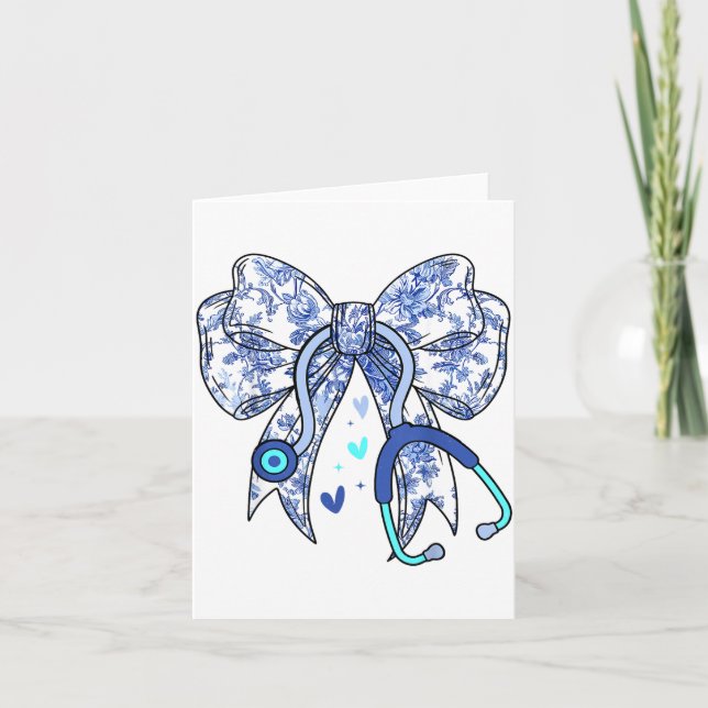 Carte Stéthoscope Médical d'Infirmière à Nœud Coquette B (Devant)