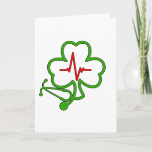 CARTE STÉTHOSCOPE SHAMROCK À BÊTE DE COEUR