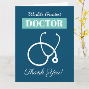 Carte Stéthoscope thank you card for medical doctor MD