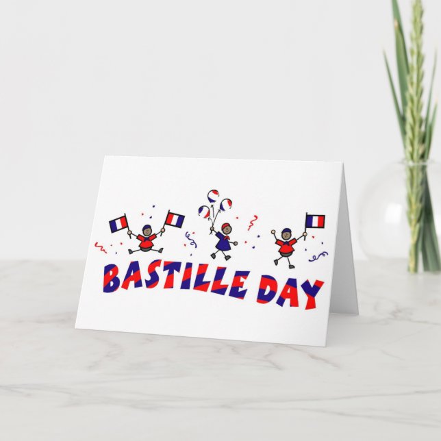 Carte Stick du 14 juillet avec drapeaux français (Devant)
