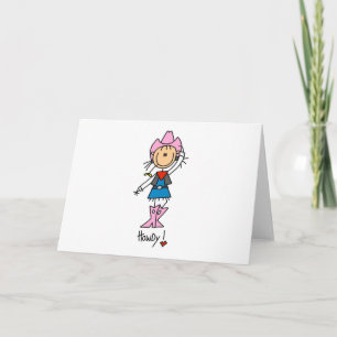 Carte Stick Figure Cowgirl in Pink Hat/Boots Cards