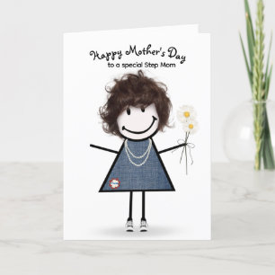 Carte Stick Figure Fête des Mères Fille pour Stepmaman