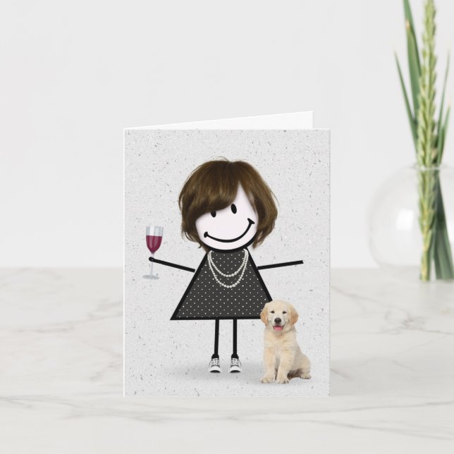 Carte Stick Figure Girl Note Card (Devant)