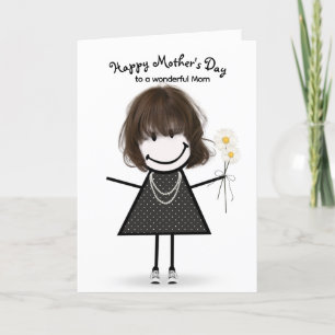 Carte Stick Figure Girl pour la fête des mères