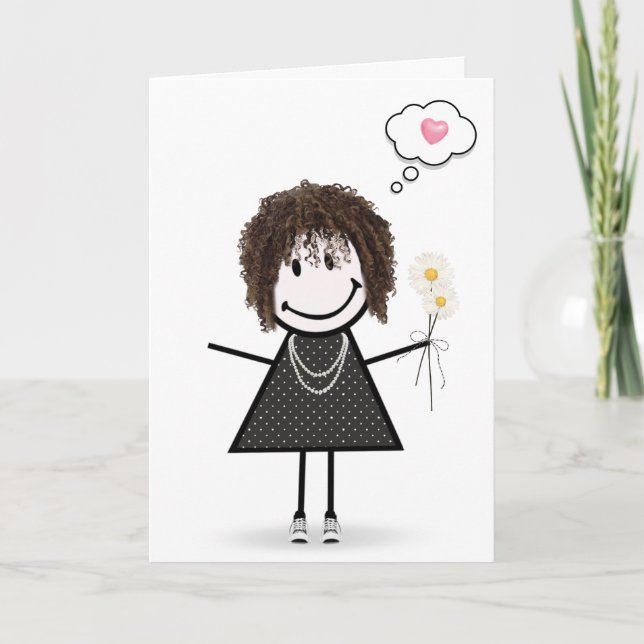Carte Stick Figure Girl Thinking of You (Devant)