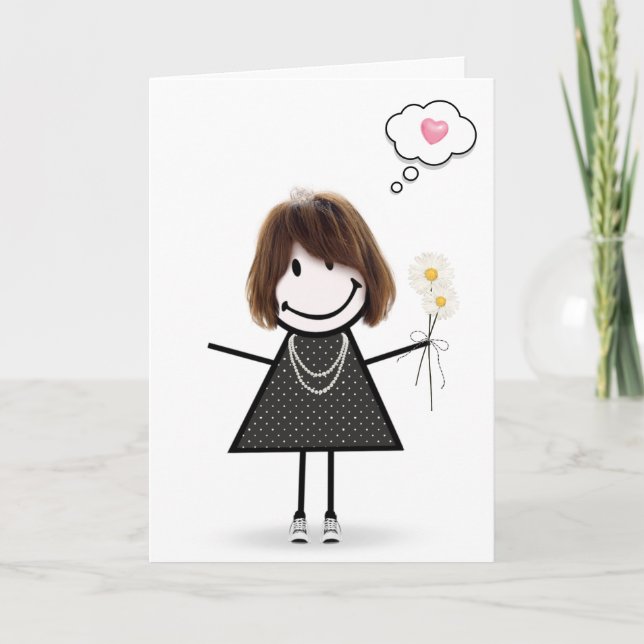 Carte Stick Figure Girl Thinking of You (Devant)