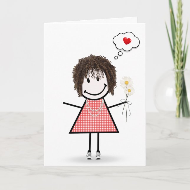 Carte Stick Figure Girl Thinking of You (Devant)