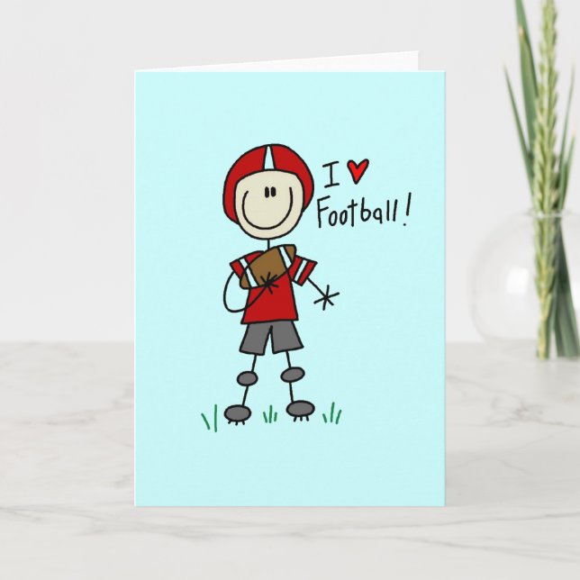 Carte Stick Figure I Love Football T-shirts and Gifts (Devant)
