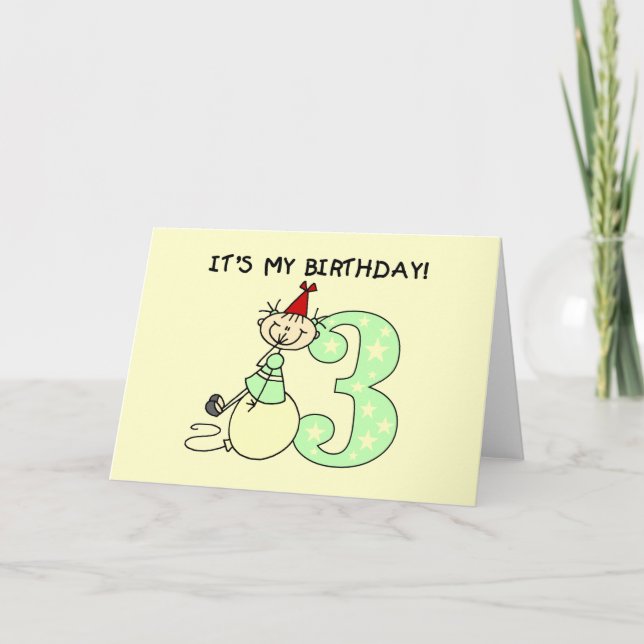 Carte Stick Girl 3e Anniversaire Tshirts et cadeaux (Devant)