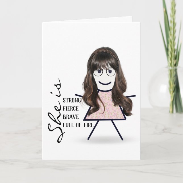 Carte Stick Girl avec cheveux longs pour soeur (Devant)