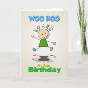 Carte Stick Girl Birthday Card