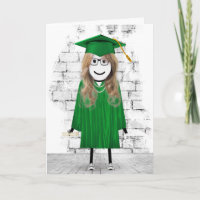 Stick Girl Graduate avec cheveux et diplôme