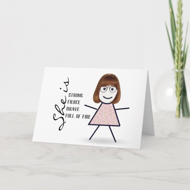 Carte Stick Girl with Hair for Mom (Devant)