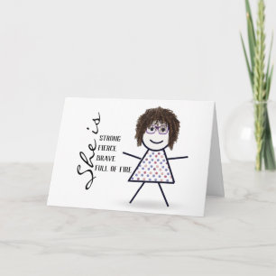 Carte Stick Girl with Hair for Mom's Birthday