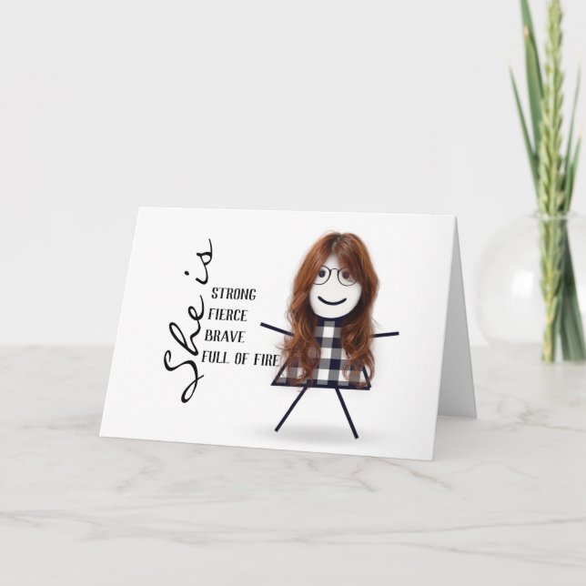 Carte Stick Girl with Hair for Mothers Day (Devant)