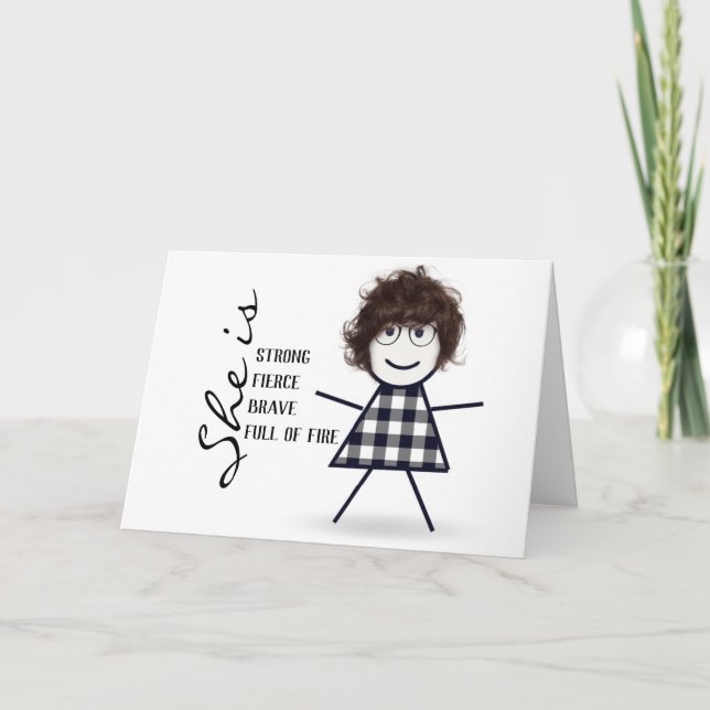 Carte Stick Girl with Hair for Mothers Day (Devant)