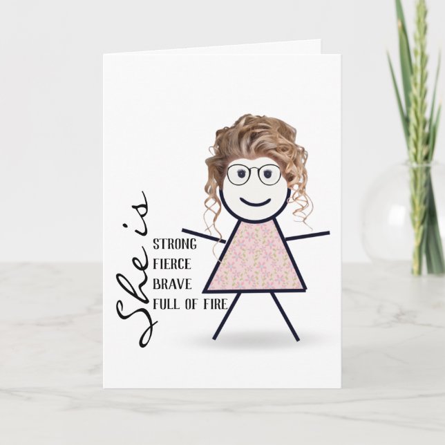 Carte Stick Girl with Hair For Sister (Devant)
