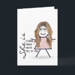 Carte Stick Girl with Hair For Sister<br><div class="desc">Mignonne fille bâton avec cheveux,  lunettes,  et robe florale sur un arrière - plan blanc pour l'anniversaire de la soeur. La couleur Arrière - plan peut être modifiée.</div>