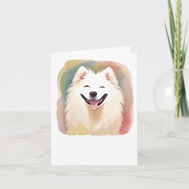 Carte Sticker pour chien Samoyed Aquarelle1 (Devant)