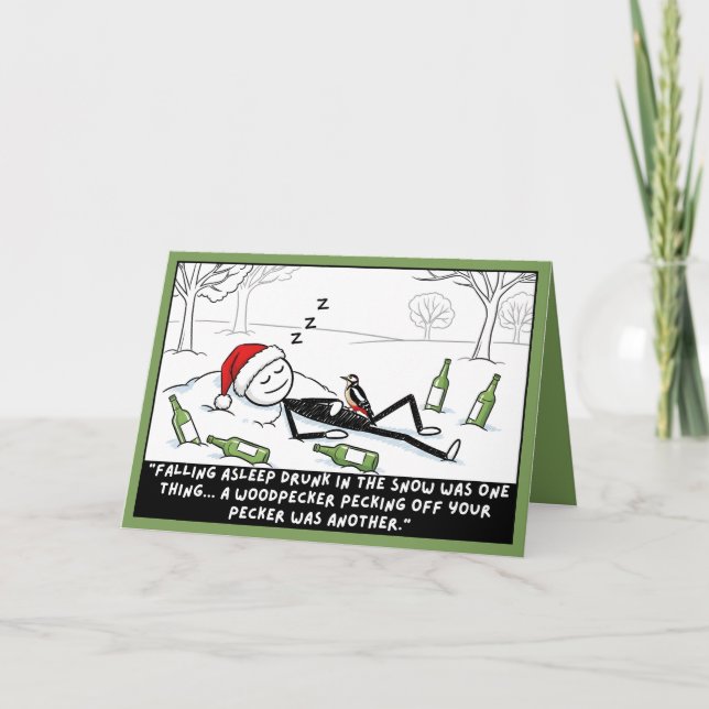 Carte Stickman de Noël drôle (Devant)