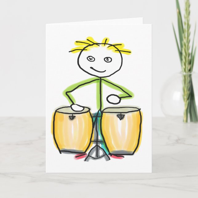 Carte Stickman jouant de la conga (Devant)
