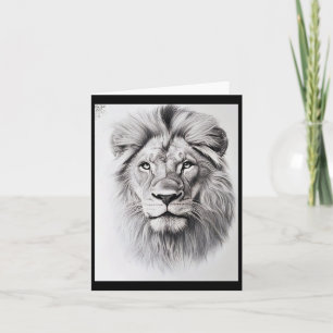 Carte Sticule de dessin réaliste au crayon de lion