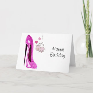 Carte Stiletto rose et l'art du cochon volant