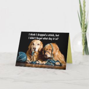 Carte Stitches Golden Retrievers Funny Birthday